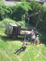 07.05.2011 Werk-Hassmersheim: Seilsportliche bungen mit Helfern des DRK vom OV-Rosenberg, 50 Meter Drahtseilbahn