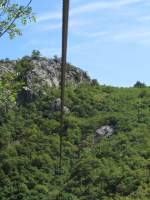 30.08.2013 Omis, Dalmatien/Kroatien, Zip-Line (Drahtseilbahn)  Panorama mit Seil.