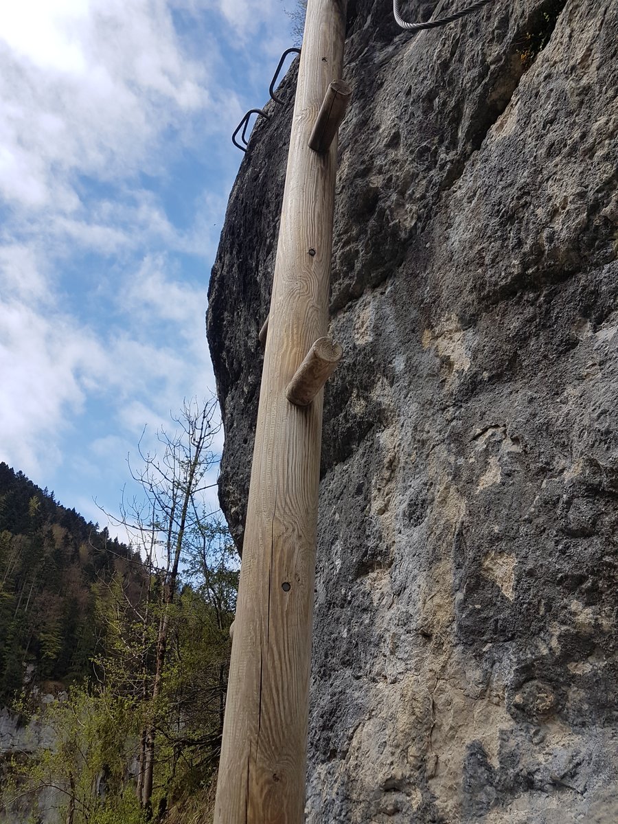 27.04.2019 Urbex Spezial in Frankreich 
Klettersteig -  Les Echelles de la Mort  
Die  Todesleiter  als Detailaufnahme.
Die Heimtücke liegt hier, in den versetzten
Leitersprossen.