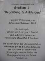 21.12.2014 Werk-Hassmersheim
Seilsportlicher Jahresabschluss
Station 1:
Begrüßung & Ankleiden